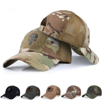 [hot]❇☍  Mens Camo Baseball Caps for Airsoft Outdoor Mesh Snapback Cap Trucker Hats