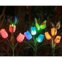 Outdoor Solar Light 4Led Colorful Tulip Flower Waterproof For Garden