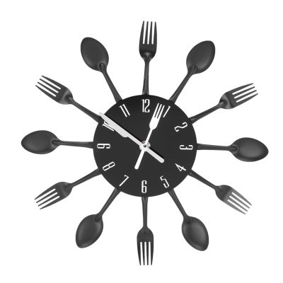 Home Decorations Noiseless Stainless Steel Cutlery Clocks Knife and Fork Spoon Wall Clock Kitchen Restaurant Home Decor