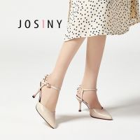 2021 JOSINY Womens High Heels Shoes Sandal Korean Style Fashion Strappy Heels Sandals Retro Thick-soled Non-slip Loafers