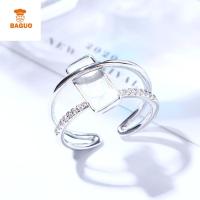 BAGUO วินเทจ ย้อนยุค สองชั้น ทองแดง เพทาย เปลือกเลียนแบบ แหวนเปิด แหวนสนับมือ แหวนนิ้ว แหวนสไตล์เกาหลี