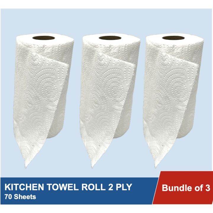 3 BIG ROLLS Kitchen Towel Tissue Roll 2 ply 140 sheets [Kitchen Tissue