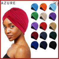 AZURE หลอดอุ่นขึ้น ผ้าคลุมศีรษะ beanies แฟชั่นสบายๆ ผ้าพันคอหมวกโพลีเอสเตอร์ ลมแห่งชาติเด็ก ผ้าโพกหัวสีล้วน หมวกเคมีบำบัด