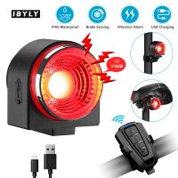 ✳♟ IBYLY Bicycle Braking Light Cycling Rear Lamp Burglary Alarm Remote Call Bike Finder Horn USB Charge Wireless Control Taillght