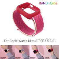 สายผ้าไนลอน + สายเคสสำหรับ Apple Watch 49มม. 45 44มม. 40มม. 41มม. 42 38มม. สร้อยข้อมือ Correa สำหรับ I Watch Series 7 8 6 SE Ultra 5 4 3 2 1