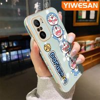 YIWESAN เคสสำหรับ Xiaomi Mi POCO F3 Redmi K40 Pro ลายการ์ตูนโดราเอมอนหรูหราบางลายเคสมือถือชุบโลหะขอบสี่เหลี่ยมนิ่มกันกระแทกคลุมทั้งหมดเคสป้องกันเลนส์กล้อง