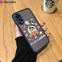 Jizetin สำหรับ OPPO A78 4G ลายการ์ตูนน่ารักสีเทียน Shinchan ขับยานอวกาศมีน้ำค้างแข็งโปร่งใสแข็งเคสใส่โทรศัพท์ Shinchan เคสป้องกันกล้องคลุมทั้งหมดกันกระแทก