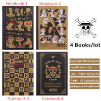 4 PCSLOT Anime OP Straw Hat Pirates Luffy Notebook for Student Cartoon Pocketbook Cosplay Toy Pocketbook Collection Comic Book