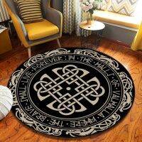 Yggdrasil Round Rug World Tree Area Rug Viking Norse Mythology Print Round Carpet Living Room Bedroom Playroom Soft Round Carpet