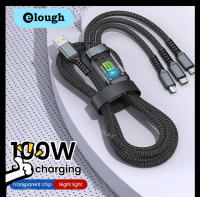 Elough 3 In 1 USB Type C สายสำหรับ iPhone 14 13 12 Pro 11สายชาร์จแบตเตอรี่100W ไมโคร USB USB Type C สายเคเบิลสำหรับ Macbook Xiaomi Samsung