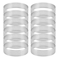 12 Pack Stainless Steel Tart Rings,Perforated Cake Mousse Ring,Cake Ring Mold,Round Cake 6cm