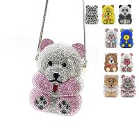 【YD】 Luxury purses Bridal wedding party women evening bag animal cute lovely bear top quality clutches elegant crystal