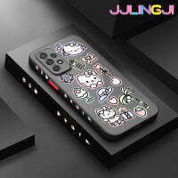 Jlingji เคสปลอกสำหรับ Samsung กาแลคซี A52s 5G A52 4G A52 5G เคสแฟชั่นบางน่ารักแมวมีน้ำค้างแข็งโปร่งใสแข็งขอบสี่เหลี่ยมกันกระแทกรูปแบบปลอกซิลิโคนป้องกันคลุมทั้งหมดเคสนิ่ม