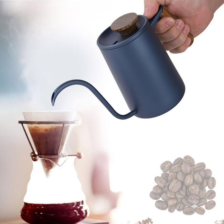 หม้อต้มกาแฟแบบก้านสแตนเลสแฟชั่นยาว600มล-กาต้มน้ำแบบท่อยาวหม้อต้มกาแฟดริปหม้อเหล็กสแตนเลสกาแฟกรองหม้อกาแฟกาแฟหม้อต้มกาแฟละเอียด