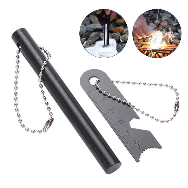 Outdoor Flint Ignition Magnesium Rod Fire Starter Flint Scraper Striker