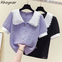 ﹉  Kawaii Lace Shirts Women S-3XL French Fashion Puff Sleeve Girlish Temper Vintage Elegant Aesthetic Sweet Designer Рубашки Casual