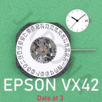 เครื่องเคลื่อนไหวมาตรฐาน VX42 EPSON พร้อมจอแสดงปฏิทินวันที่การเคลื่อนไหวของญี่ปุ่น VX42E สามมือปฏิทินวันที่ข้อเสนอพิเศษเคลื่อนไหวควอทซ์โลหะ