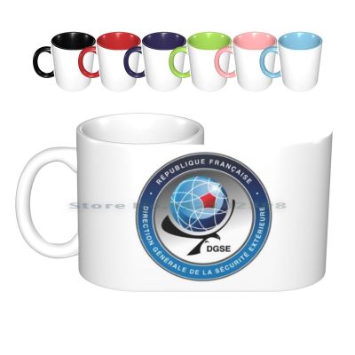 【High-end cups】 Dgse French Intelligence Service แก้วเซรามิคถ้วยกาแฟนมชาแก้ว Dgse Sdece Cercottes Quelern Opuul Evreux Base 105