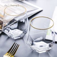 daliheng3 Household Glass Drink Cup Creative Crystal Diamond Cup Drawing Penh Hexagonal Color Glass