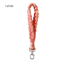 Lahde Macrame พวงกุญแจ Boho Handmade Wristlet สร้อยข้อมือพวงกุญแจข้อมือ Handmade สานประณีตสำหรับผู้หญิง