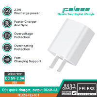 หัวชาร์จเร็ว FELESS C21 เอาต์พุต DC5V2A เหมาะสำหรับ Iphone, Samsung, vivo, xiaomi, huawei, oppo, Android ปลอดภัยและเสถียร