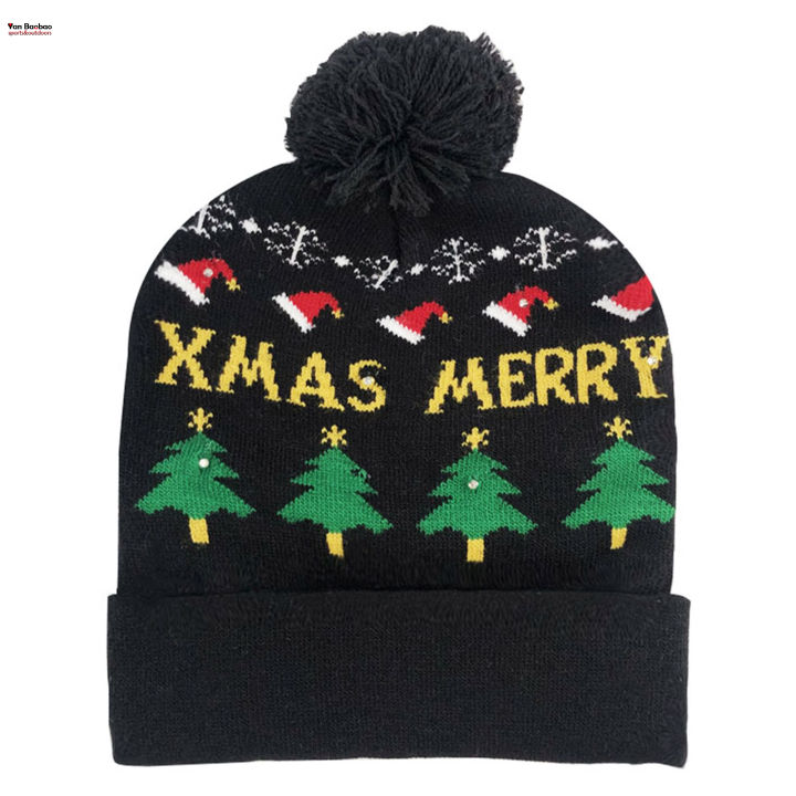หมวกบีนนี่ถักหมวกบีนนี่ถักคริสต์มาสแบบกว้างสำหรับโรงเรียนท่องเที่ยวในบ้านเล่น-yan-baobao