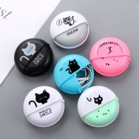 1PC Cat Printing Earphone Case Multi function Wire Cable Organizer Rotary Storage Protective Data Line Round Box Headphone Acces