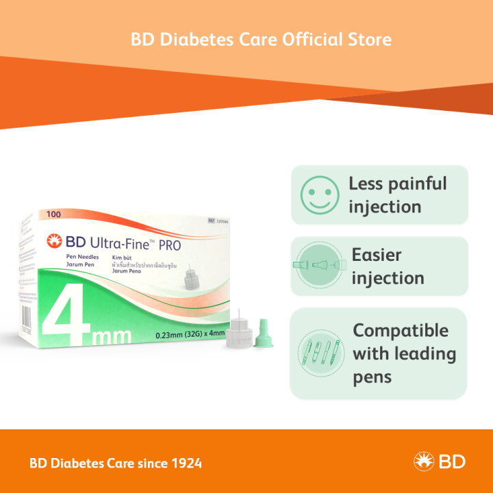 BD Ultra Fine PRO Pen Needle 4mm x 32G (Box of 100's) Lazada Singapore