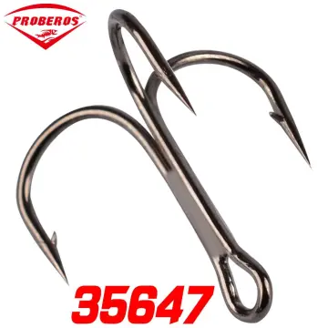 50pcs 35647 High Carbon Steel Treble Fishing Hooks Black Small Round Bent  Triple Hard Lure Spoon