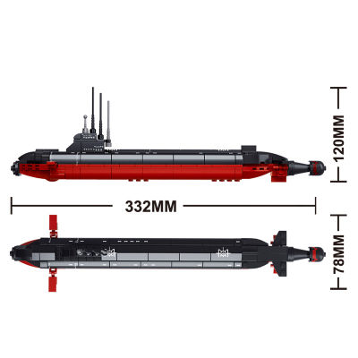 New SLUBAN Military Nuclear Submarine Naval Vessels Ship Building Blocks Warship Boat Bricks Classic Model Educational Kids Toys