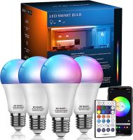 หลอดไฟ E27 RGB 9วัตต์สำหรับห้องนอนในบ้าน1/2/4/6ชิ้น Wi-Fi/Tuya Bluetooth /Ir RGBW แสงเปลี่ยนสี