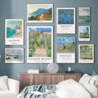 ✷ โปสเตอร์ผ้าใบ พิมพ์ลาย Monet สไตล์วินเทจ สําหรับตกแต่งผนังบ้าน สวน พิพิธภัณฑ์นามธรรม