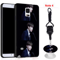 BTS เคสโทรศัพท์สำหรับ Samsung Galaxy Note 4/N9100ซิลิคอนนุ่มกรณีที่มีรูปแบบเดียวกันแหวนและเชือก