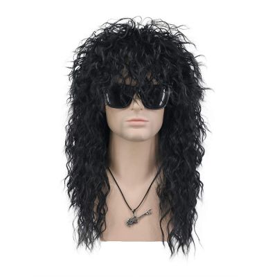 【jw】❣✺  FGY Mens Punk 70s Carp Wig Curly Hair End Disco Costume Synthetic