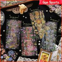 GGE SPORTS 24แผ่นสีชมพูสติกเกอร์โฮโลแกรมสีเหลืองสีน้ำเงินสติกเกอร์รูปดอกไม้สีเขียวสติกเกอร์ลายโบราณศิลปะ Stiker Buku Kliping และงานฝีมือ DIY