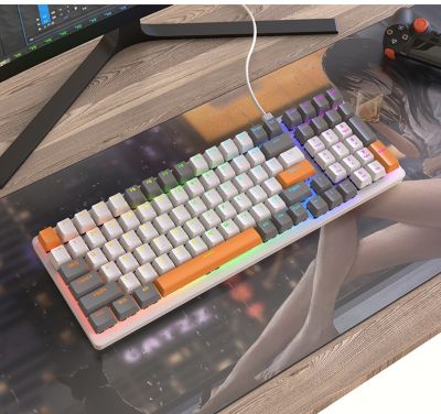 ℡ K3 Mechanical Keyboard 100 Keys Gaming Gamer Keyboards RGB Backlight Gaming Keyboards USB Type-C Wired Keyboards For Desktop PC
