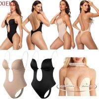 XIEKE ดันขึ้น ชุดบรา เปลือย ชุดกระชับสัดส่วน Jumpsuit Corset thong บอดี้สูท Deep V U Plunge shapewear