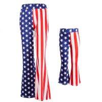 New Summer Independence Day American Flag Print Mommy and me Fashion Mother-Daughter Flared Bell Bottom Pants