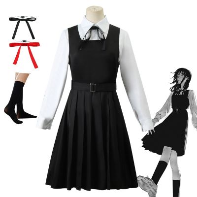 ﹍☃✹ Anime Chainsaw Man Cosplay Mitaka Asa Cosplay Costume Black Uniform Girl JK School Uniforms Black Dress Set
