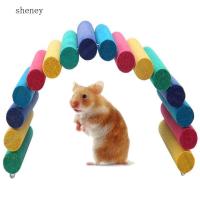 SHENEY Chinchilla Gerbil ที่แขวนเสื้อไม้รุ้ง Hideout บ้านของเล่นหนูแฮมสเตอร์ไต่บันไดบันไดนกแก้วสะพาน