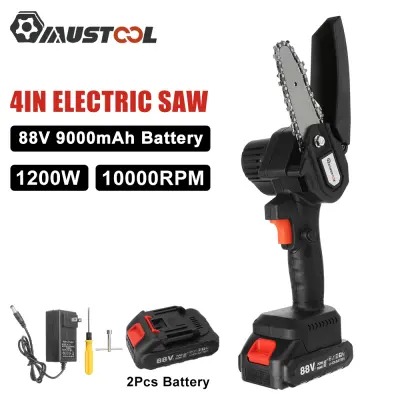 Mustool 4in W/2PCS 88V 4in เลื่อยไฟฟ้า Baffle 1200W One-Hand ไร้สายเข้าสู่ระบบเลื่อยไม้ชุด