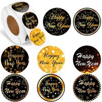 【CW】 38mm Happy New Year Sticker Holiday Party Gift Decoration Sealing Sticker Baking Cake Packaging Decor Envelope Sealing Sticker
