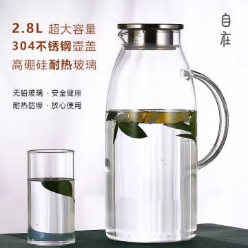 Glass Water Jug With Faucet Lemon Juice Jug Kitchen Drinkware Kettle Pot  Cold Water Bottle Container Heat Resistant Pitcher 3L