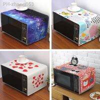 1Pc Cartoon Dual-purpose Linen Dust Cover with Storage Pouch Waterproof Microwave Oven Dust Cover with Pocket Anti-dust