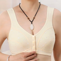 Front Closure Cotton Bra Women Wireless Comfortable Soft Bras Camisole Middle Age Women Underwear Big Bust 36-52120 B C Cup