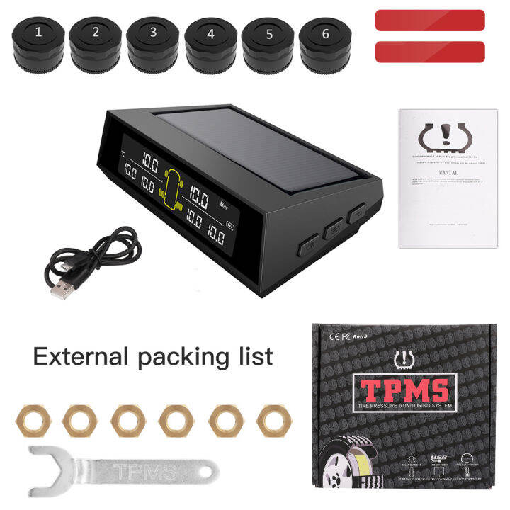 🚗Tire Pressure Monitoring System for RV Trailer Solar Charge, 5 Alarm