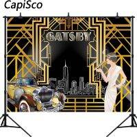 【Explosion umbrella】 Capisco The Great Gatsby ธีมฉากหลัง Retro Roaring 20S วันเกิดงานแต่งงานตกแต่งพื้นหลังอุปกรณ์ Photo Booth Prop