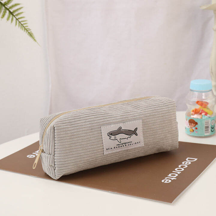 pencil-holder-with-kawaii-prints-pencil-pouch-corduroy-pen-case-cute-pencil-case-shark-stationery-holder