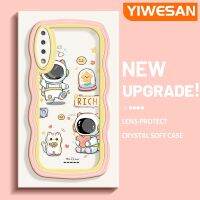 YIWESAN เคสสำหรับ Samsung A7 2018แฟชั่นเคสโปร่งใสลายกล้องถ่ายรูปลายนักบินอวกาศนำโชคน่ารักสีสันสดใสเคสมือถือกันกระแทกแบบใสนิ่มเคสป้องกันซิลิโคนเรียบง่าย