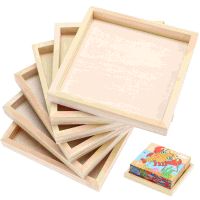 6 Pcs Small Wood Trays Storage Wooden Unfinished Mini Puzzles Canvas Bamboo Blocks Clips Pins Tacks